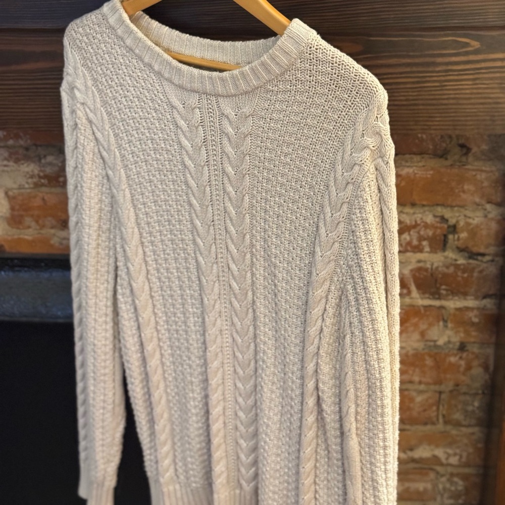 J. Crew Cream Cable Knit Crew Neck Sweater